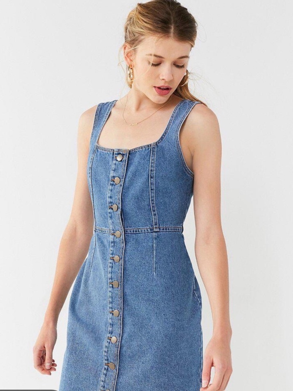 Urban Outfitters Blue Denim Button-Front Mini Dress